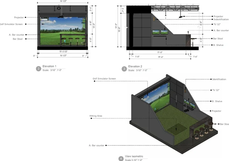 The Golf Vault, Golf Simulator Interior, Davie, Florida: photo 3 by DALOP Design